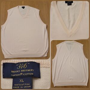 Brooks Brothers V Neck Preppy Pink Vest Prima Cotton Size XL Men's